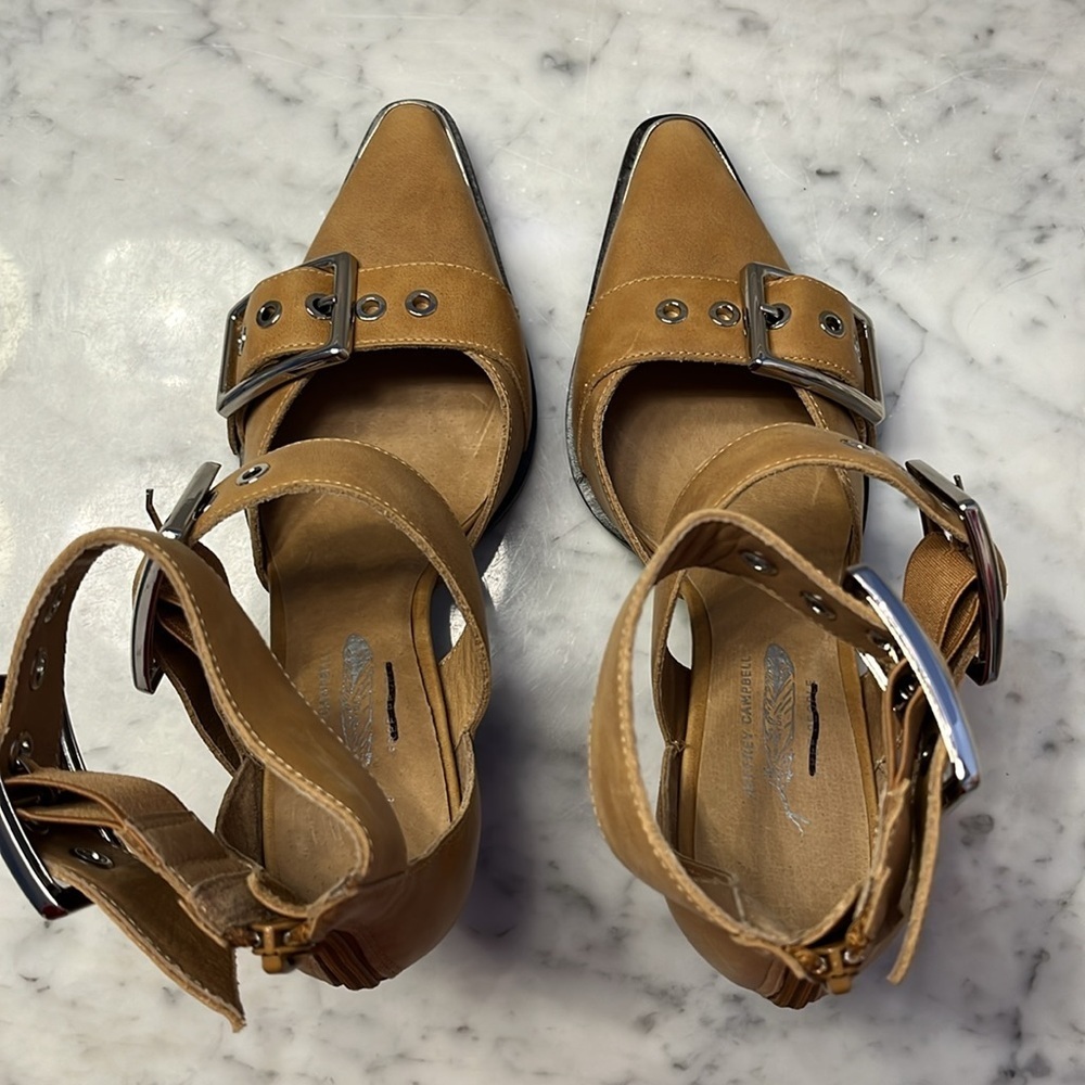 Free People x Jeffrey Campbell Hendrix Heels Tan Size 6 NWT - Picture 6 of 13
